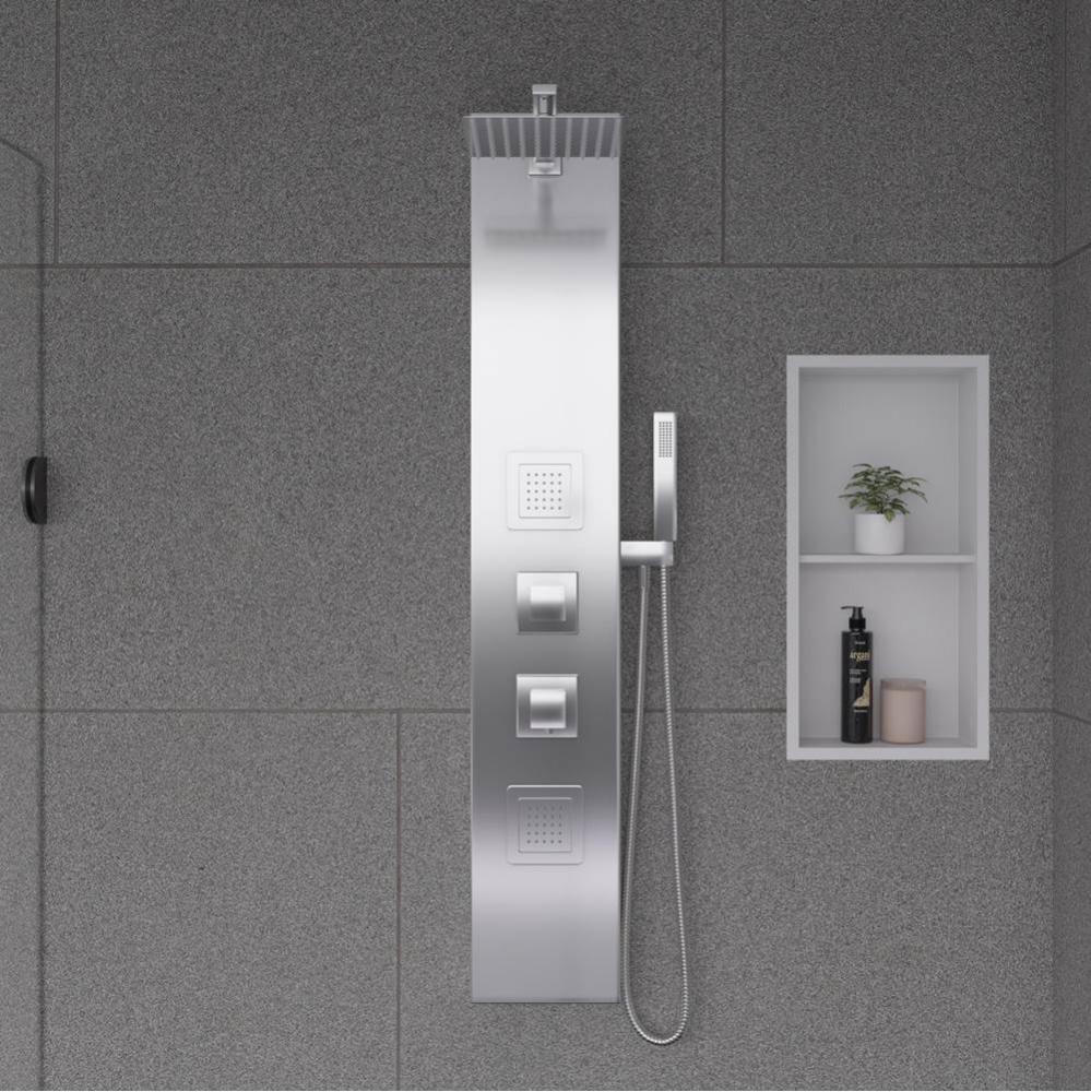 White Aluminum Shower Panel with 2 Body Sprays and Rain Shower Head