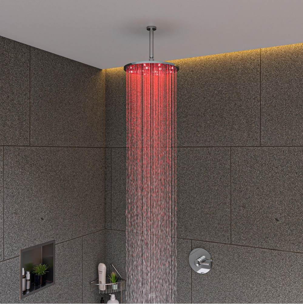 Polished Chrome 12'' Round Multi Color LED Rain Shower Head