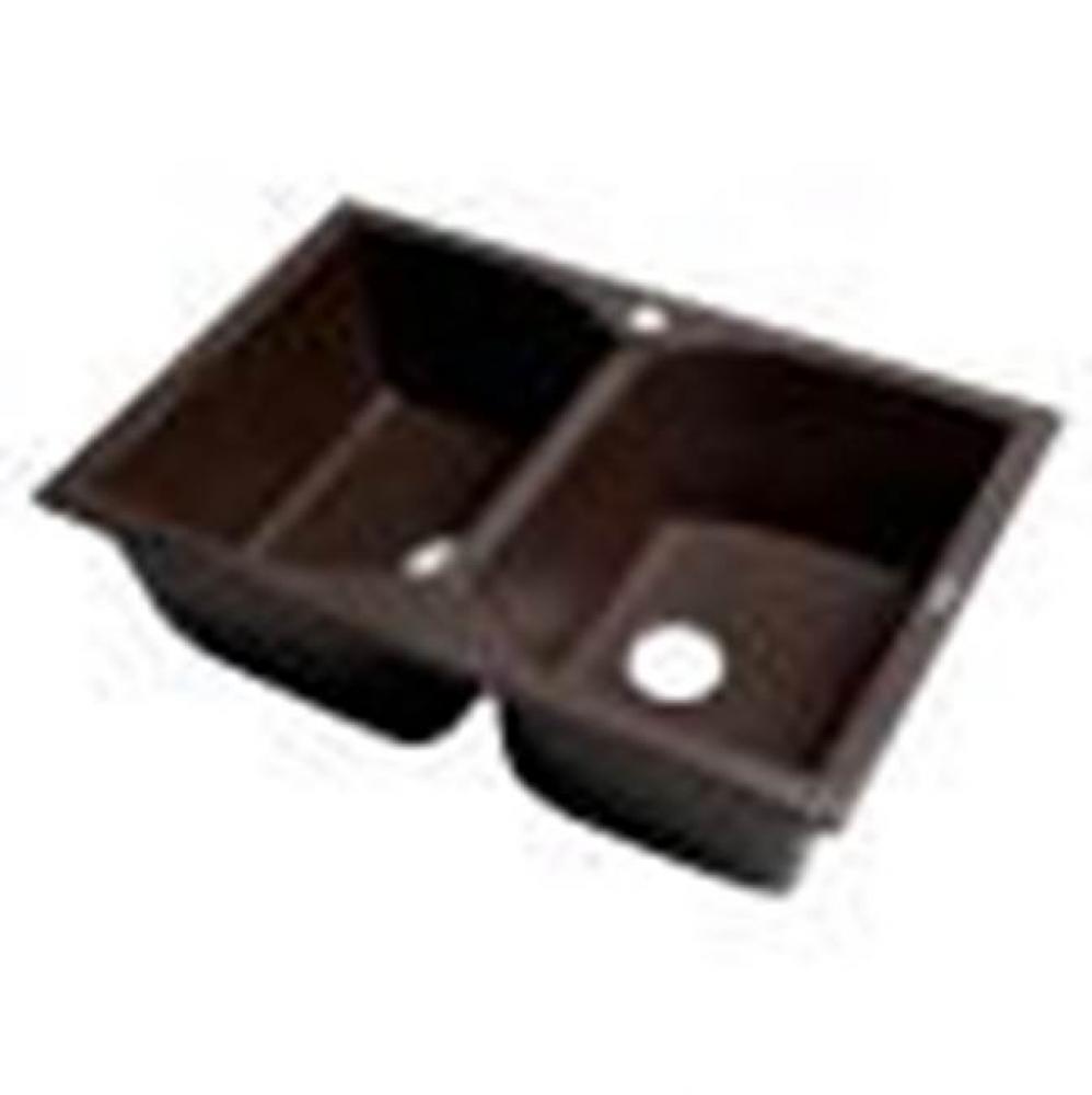 Chocolate 32'' Drop-In Double Bowl Granite Composite Kitchen Sink