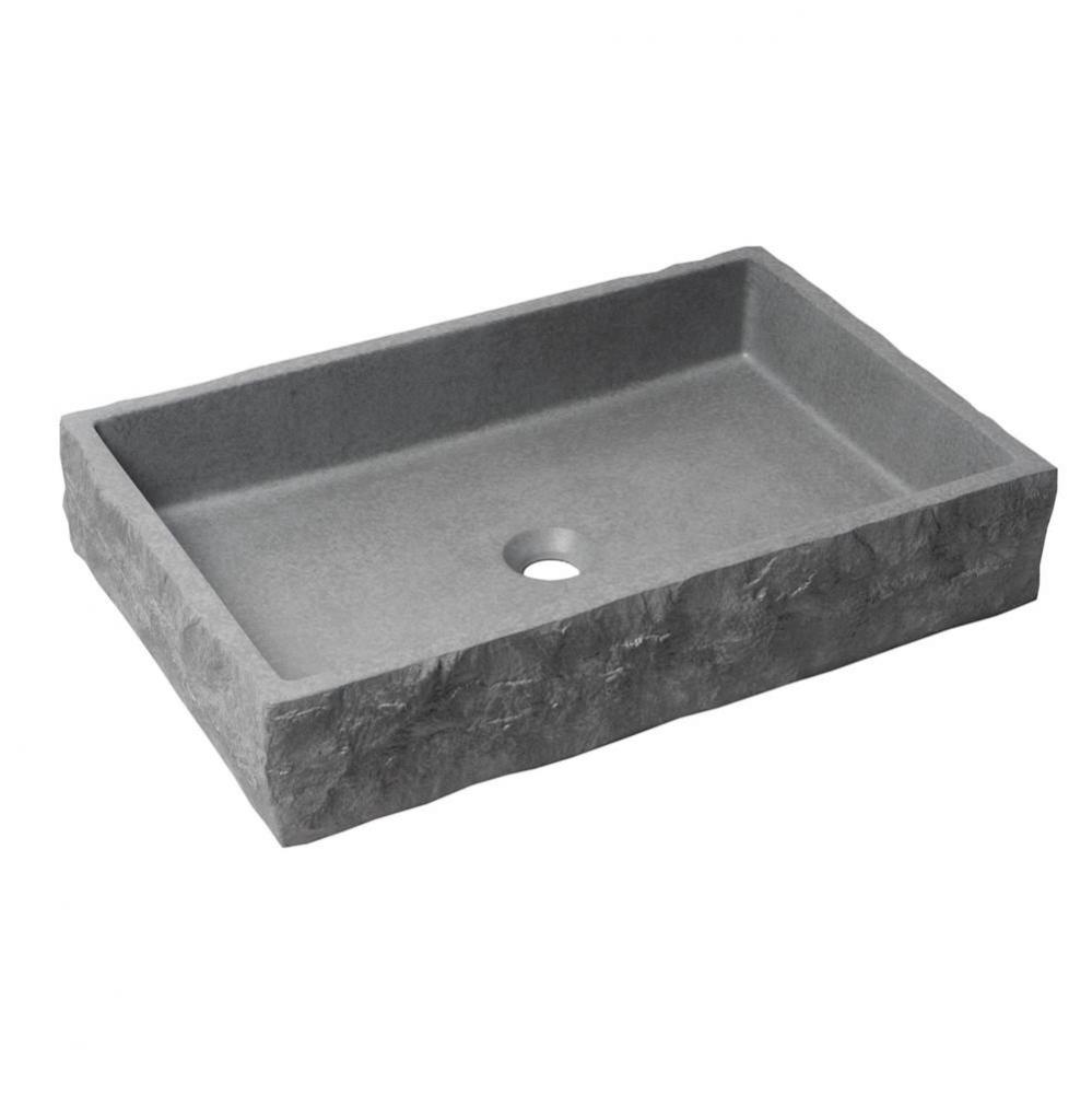 24'' Solid Concrete Chiseled Style Rectangular Above Mount Vessel Sink