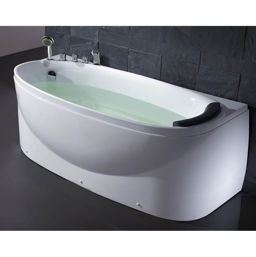 EAGO LK1104-L White Left Drain Acrylic 6'' Soaking Tub with Fixtures