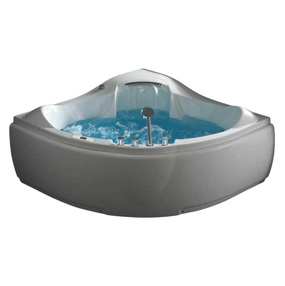 EAGO 1 5 ft Corner Acrylic White Waterfall Whirlpool Bathtub for Two