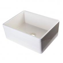 Alfi Trade AB506-B - Biscuit 26'' Decorative Lip Apron Single Bowl Fireclay Farmhouse Kitchen Sink