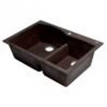 Alfi Trade AB3320DI-C - Chocolate 33'' Double Bowl Drop In Granite Composite Kitchen Sink