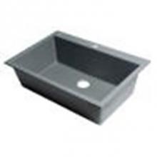 Alfi Trade AB3322DI-T - Titanium 33'' Single Bowl Drop In Granite Composite Kitchen Sink