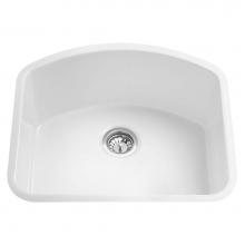 Alfi Trade AB2417C - 24'' White Fireclay Undermount D-Shaped Kitchen Sink