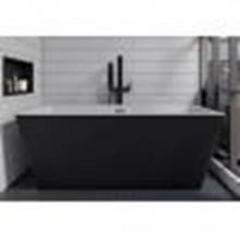 Alfi Trade AB8834 - 59 inch Black & White Rectangular Acrylic Free Standing Soaking Bathtub