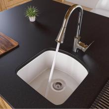 Alfi Trade AB1818C - 17'' White Fireclay Undermount D-Shaped Kitchen Sink