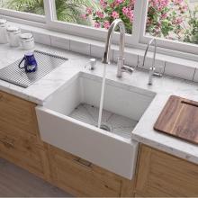 Alfi Trade AB2418SB-W - 24'' White Smooth Thick Wall Fireclay Single Bowl Farm Sink