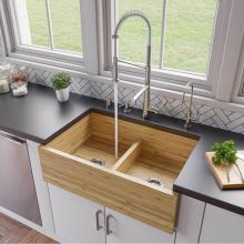 Alfi Trade AB3321 - 33'' Double Bowl Bamboo Kitchen Farm Sink