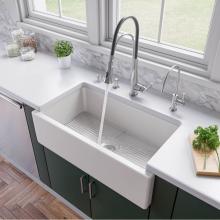 Alfi Trade AB3318HS-W - White 33'' x 18'' Reversible Fluted / Smooth Single Bowl Fireclay Farm Sink