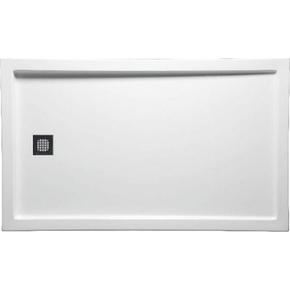 60'' x 34'' End Drain Left DS Base w/Square Drain - White