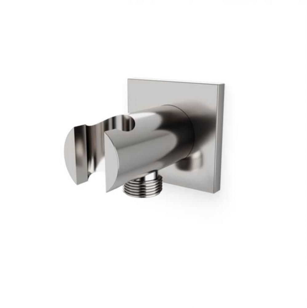 Shower Wall Outlet and Holder with Square Escutcheon Brushed Nickel