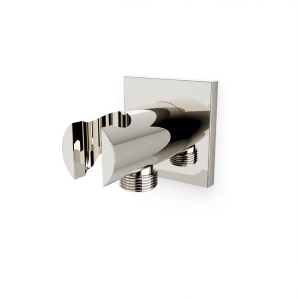 Shower Wall Outlet and Holder with Square Escutcheon Polished Nickel