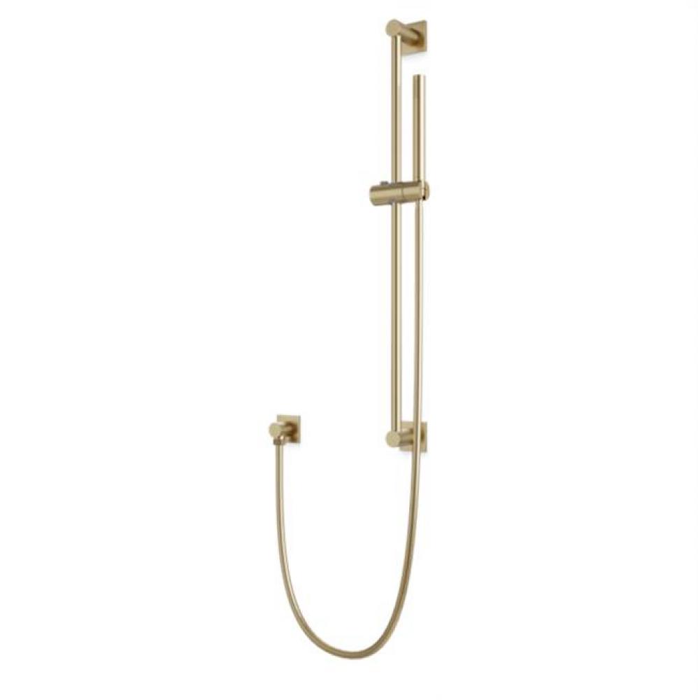 Square Slidebar Kit with Separate Water Outlet and Microphone Hand Shower Satin Brass