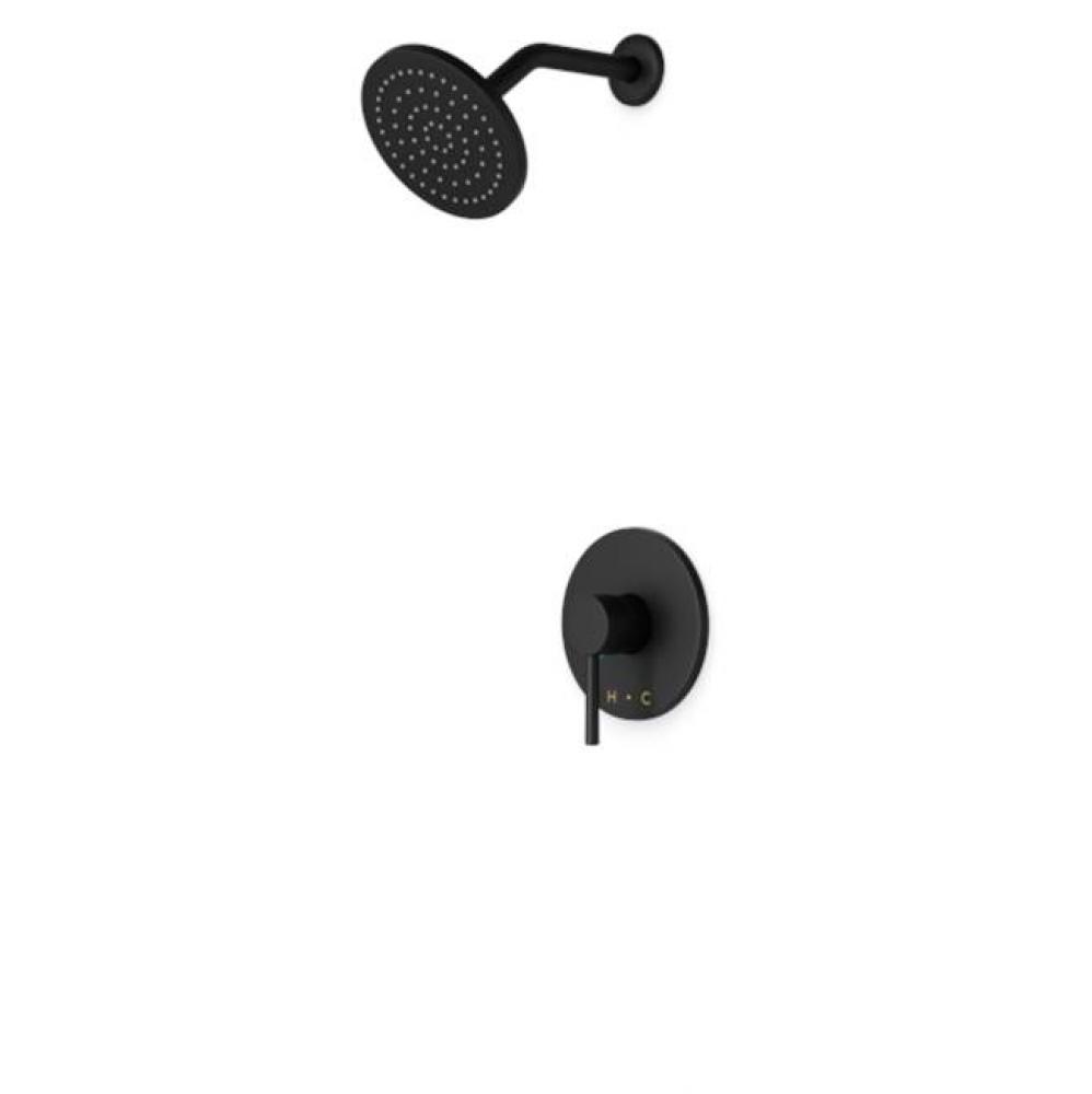 Trova Round Pressure Balance Shower Trim Kit with Rain Head Matte Black