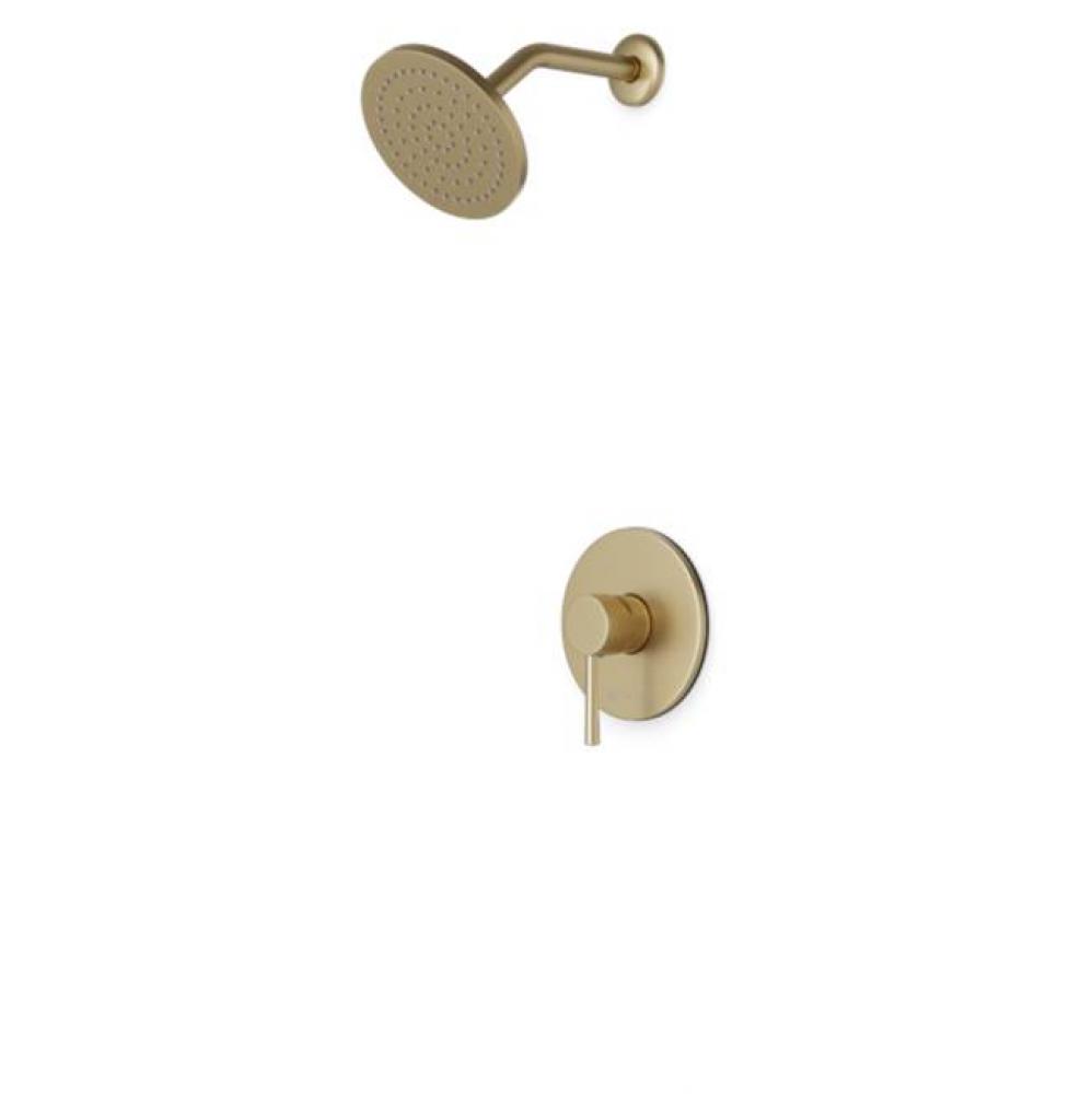 Trova Round Pressure Balance Shower Trim Kit with Rain Head Satin Brass