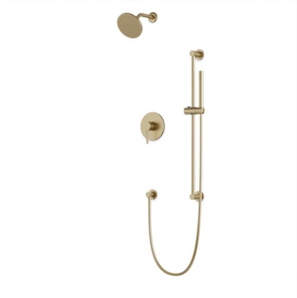 Round 2-Way Pressure Balance Shower Trim Kit with Rain Shower Head and Hand Held Shower on Slide B