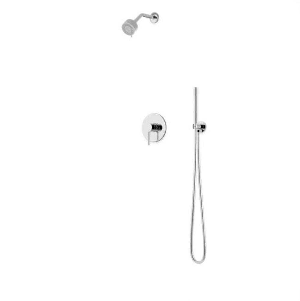 Round 2-Way Pressure Balance Shower Trim Kit with Multifunction Shower Head and Hand Held Shower C