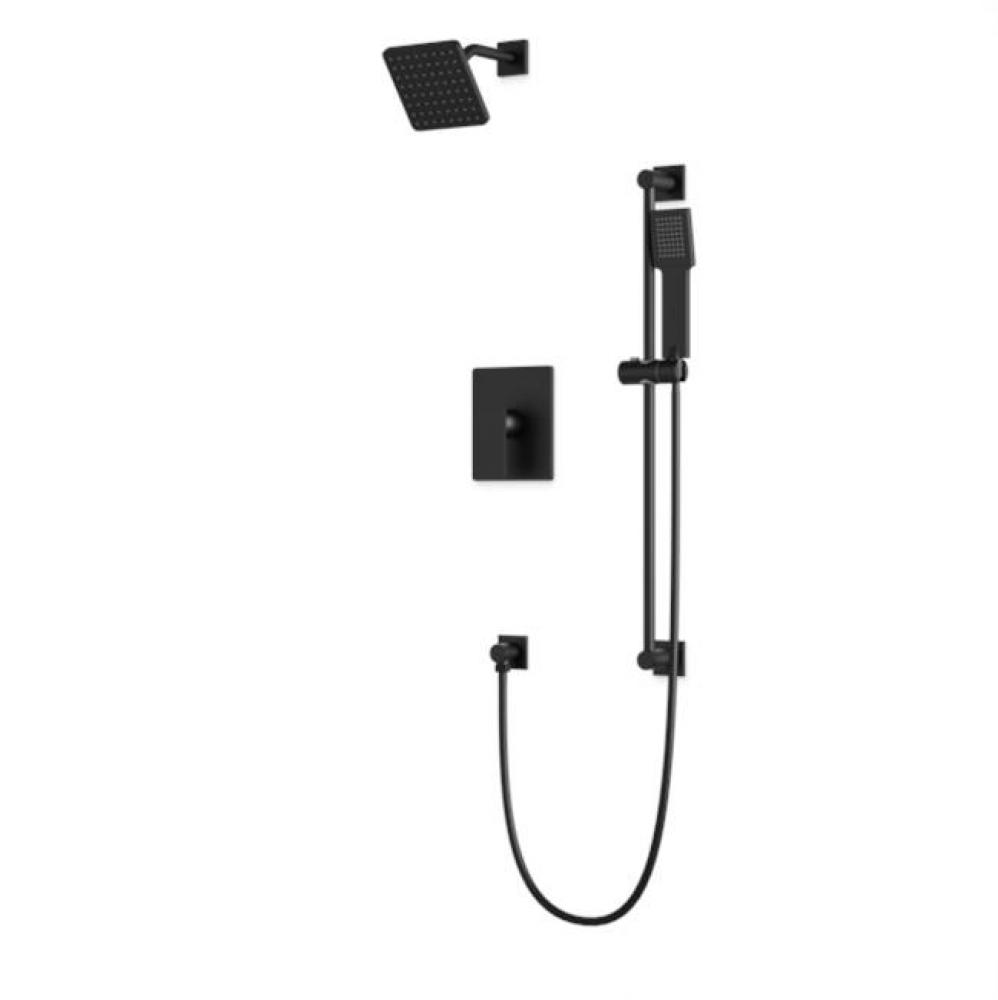 Square 2-Way Pressure Balance Shower Trim Kit with Hand Held Shower on Slide Bar with Separate Wat