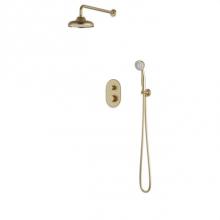 Artos PS140CLSB - Classic Thermostatic Shower Trim Kit with Wall Mount Shower Head, Hand Held Shower Satin Brass