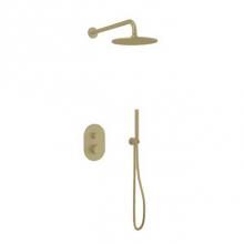 Artos PS140SB - Opera Round Thermostatic Shower Trim Kit with Wall Mount Shower Head, Hand Held Shower Satin Brass