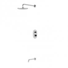Artos PS144CH - Opera Round Thermostatic Shower Trim Kit with Wall Mount Shower Head, Tub Filler Chrome