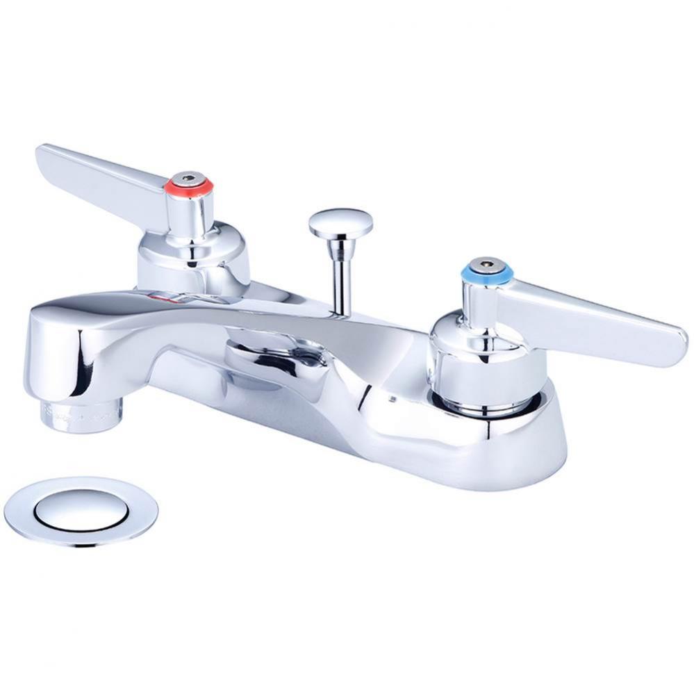 Lav-4'' Cntrs Lvr Hdl W/Brass Pop-Up Drain-Pc