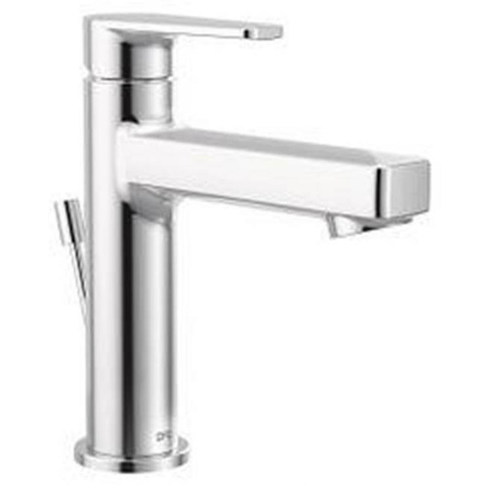 Chrome one-handle low arc bathroom faucet