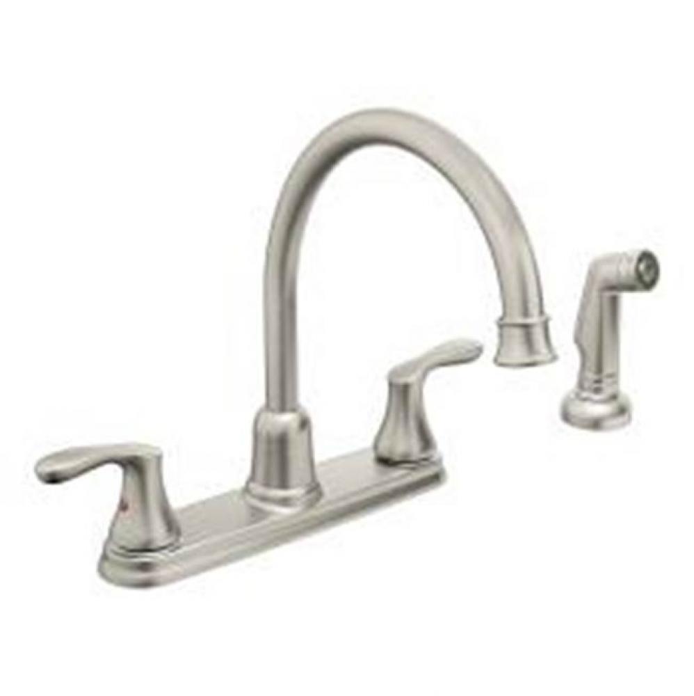 Chrome two-handle high arc kitchen faucet