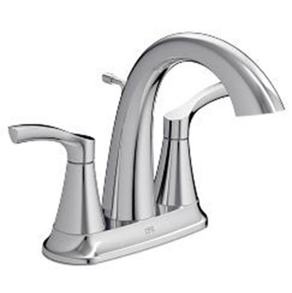 Chrome two-handle high arc bathroom faucet