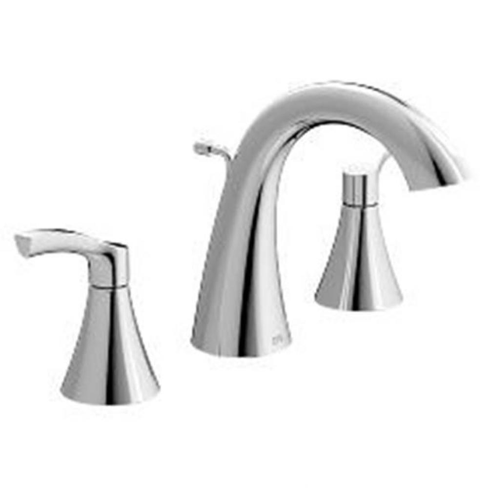 Chrome two-handle high arc bathroom faucet