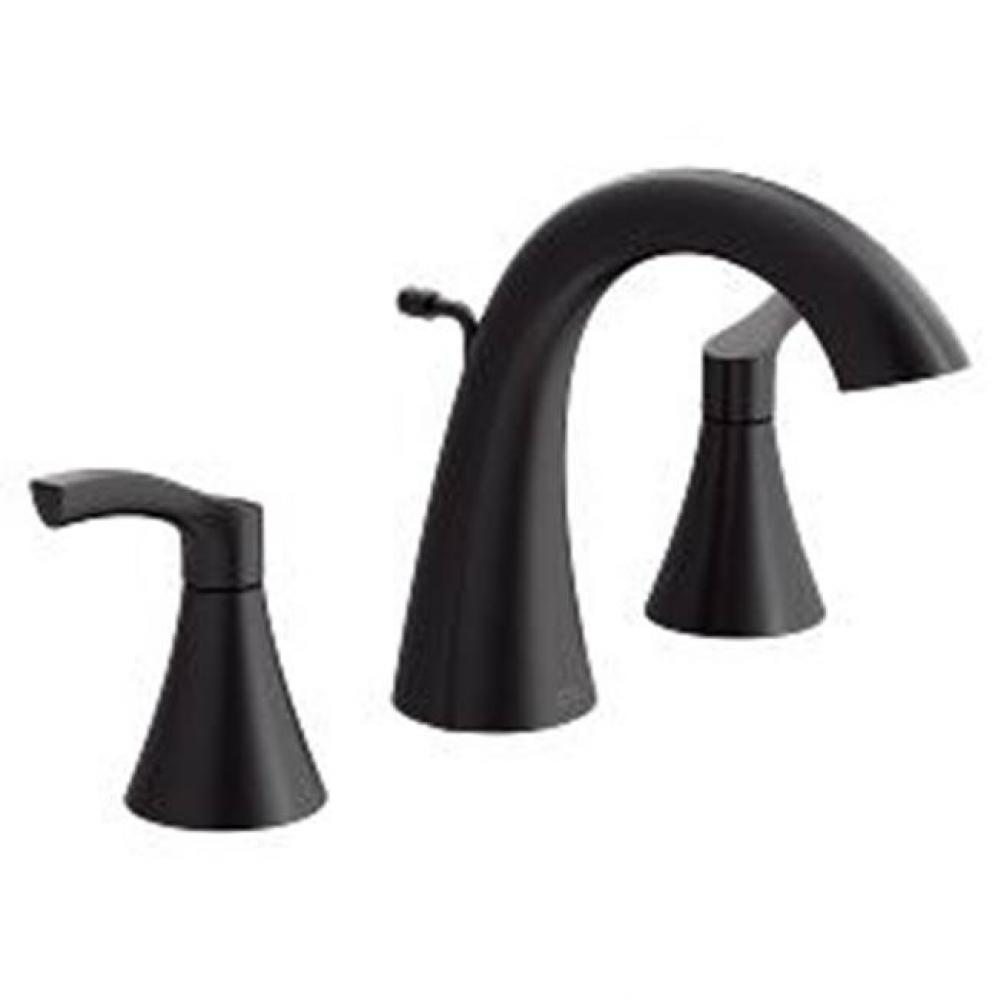 Matte black two-handle high arc bathroom faucet