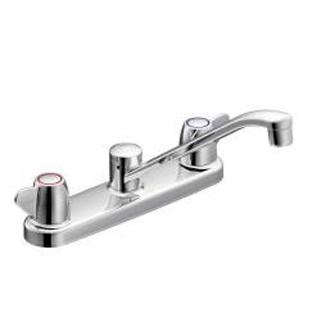 Chrome two-handle kitchen faucet