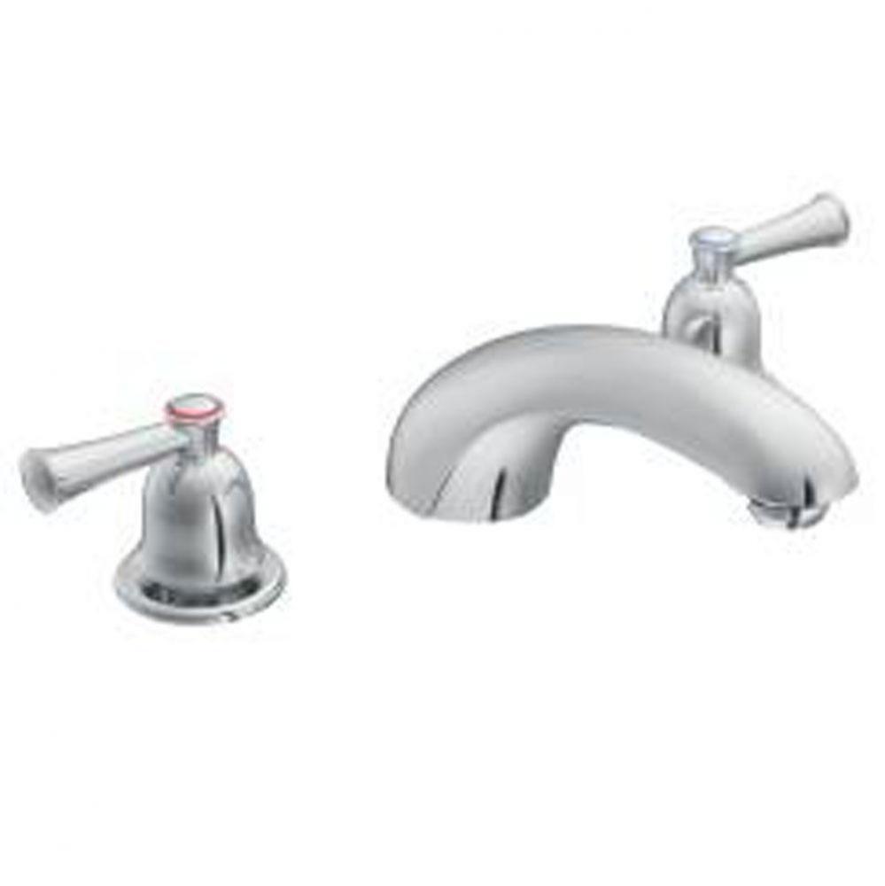 Chrome two-handle low arc roman tub faucet