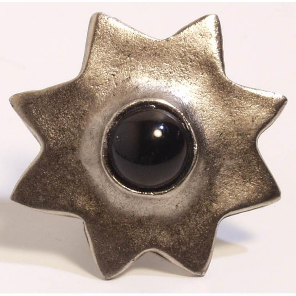 Sun Shape Knob Black Stone 1-3/4''