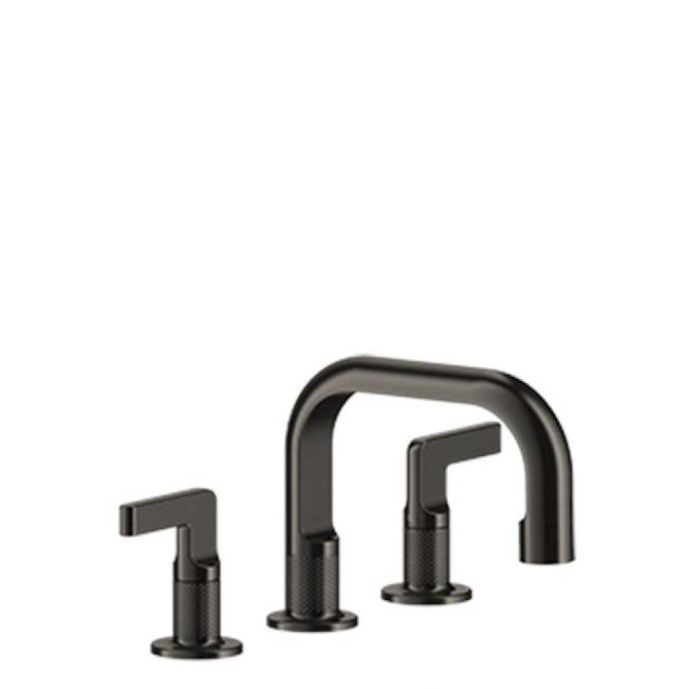 Widespread washbasin mixer with pop-up assembly