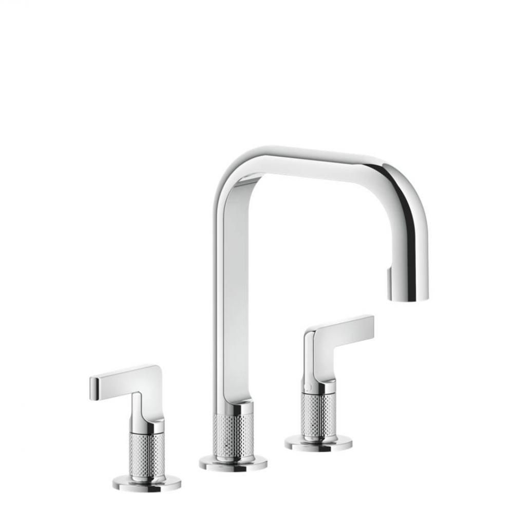 Widespread washbasin mixer without pop-up assembly