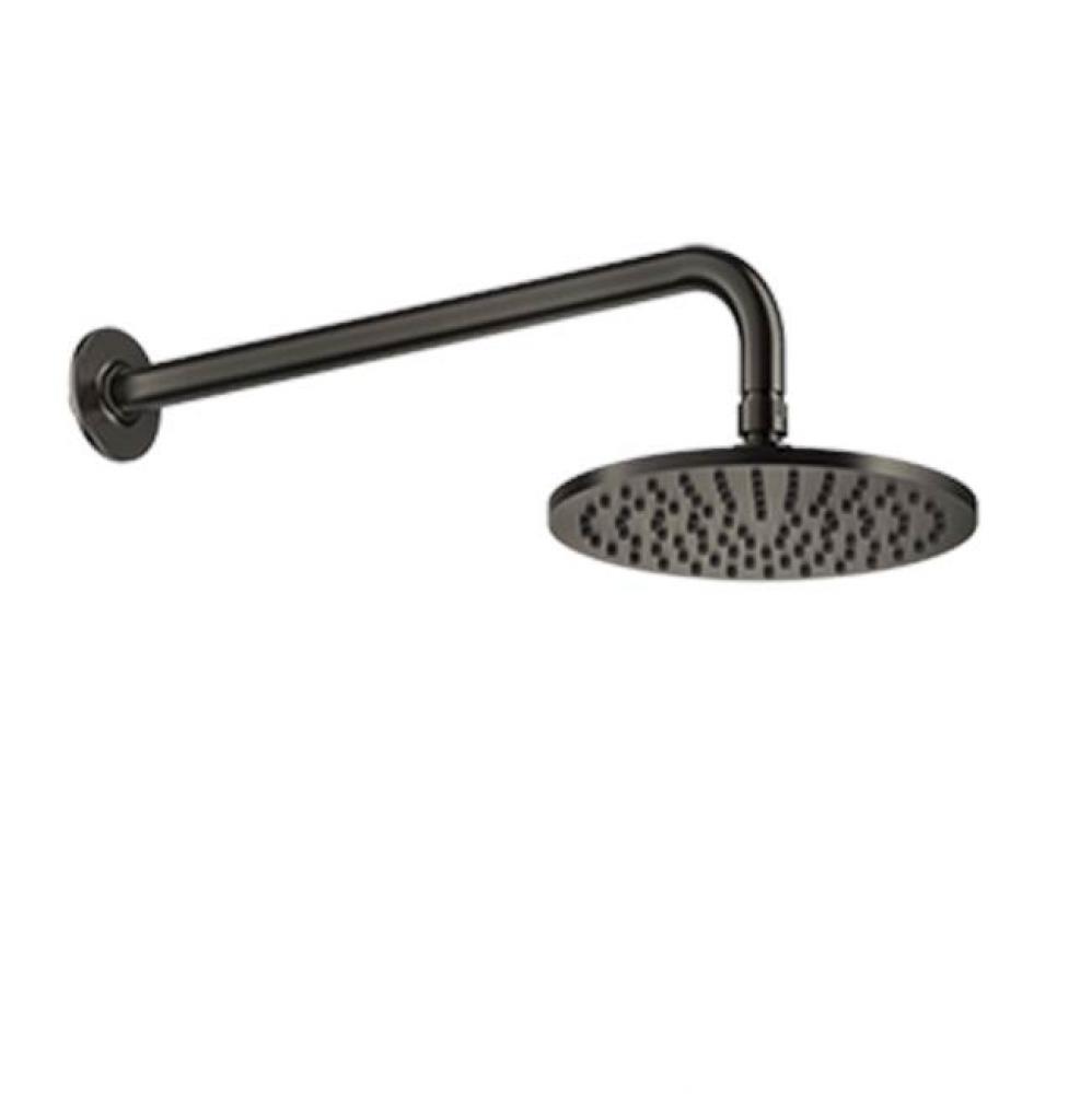 Wall-mounted adjustable shower head with arm.