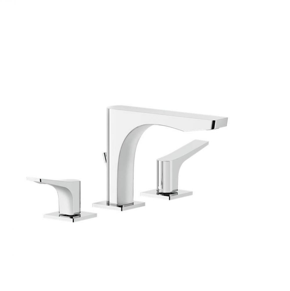 Widespread washbasin mixer with pop-up assembly