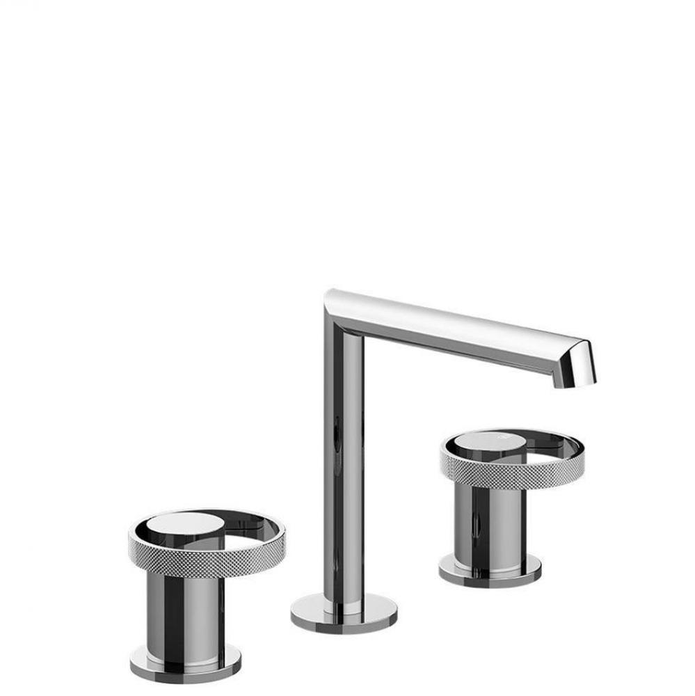 Widespread washbasin mixer without pop-up assembly