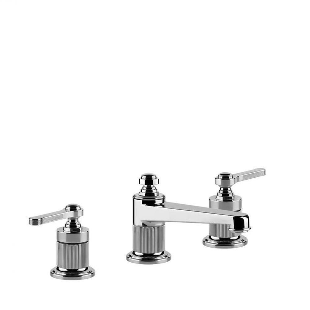 Widespread washbasin mixer with pop-up assembly