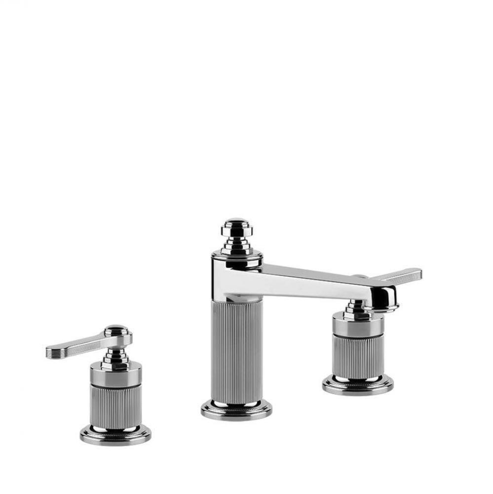 Widespread washbasin mixer with pop-up assembly