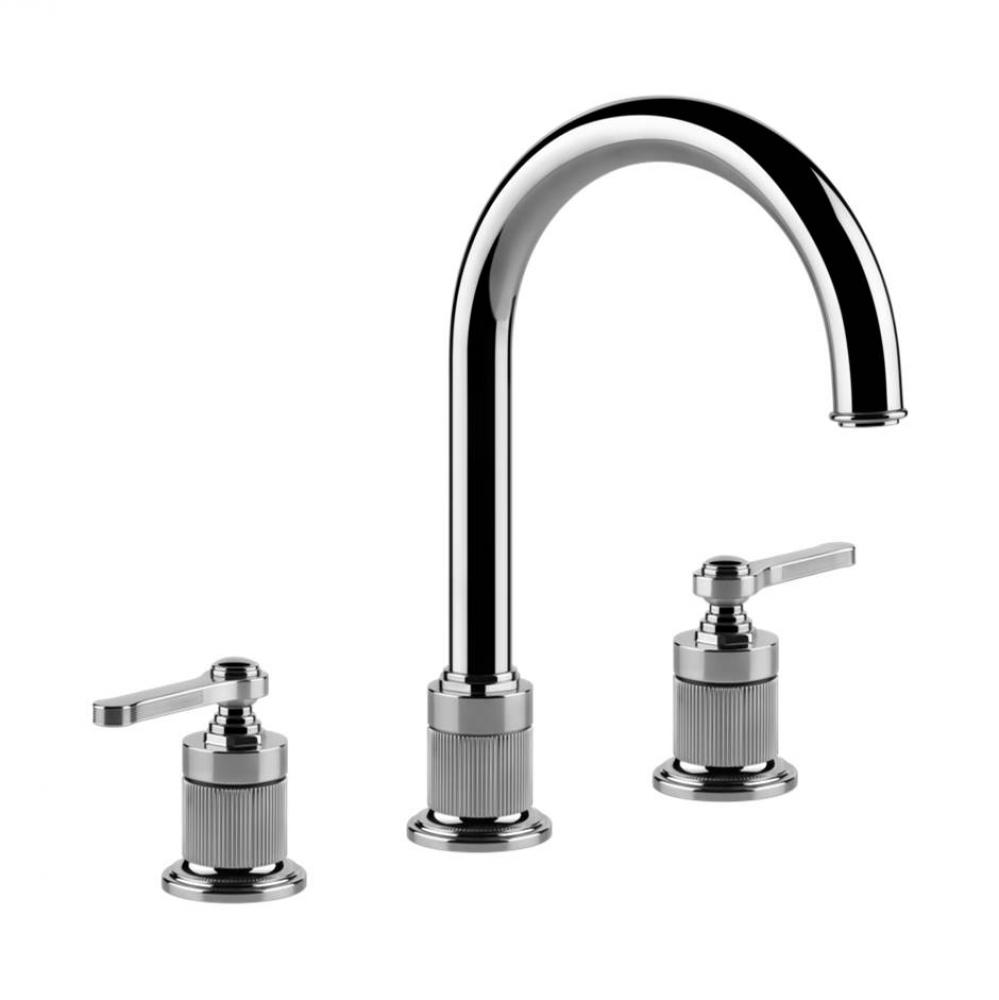 Widespread washbasin mixer without pop-up assembly