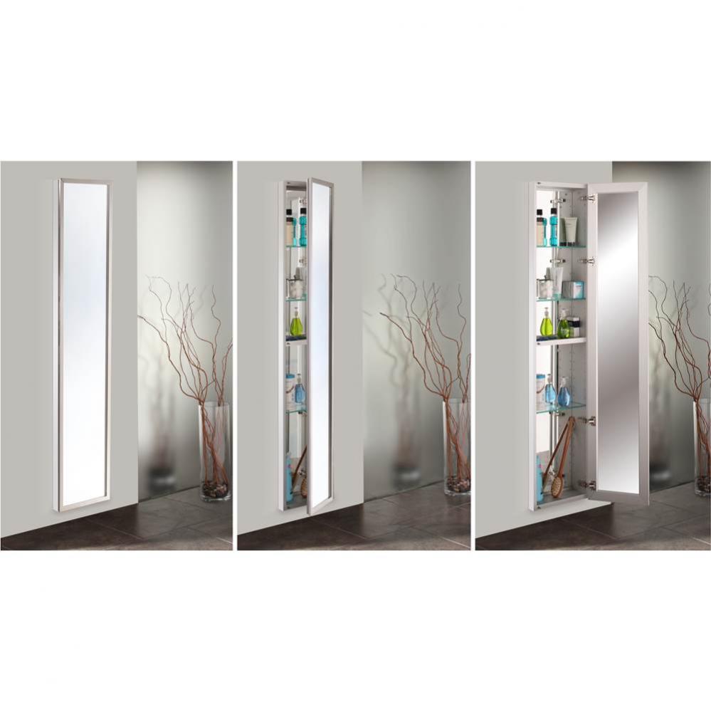 20'' x 72'' Satin Chrome Full Length Lexington Framed Mirrored Cabinet - 4 Inc