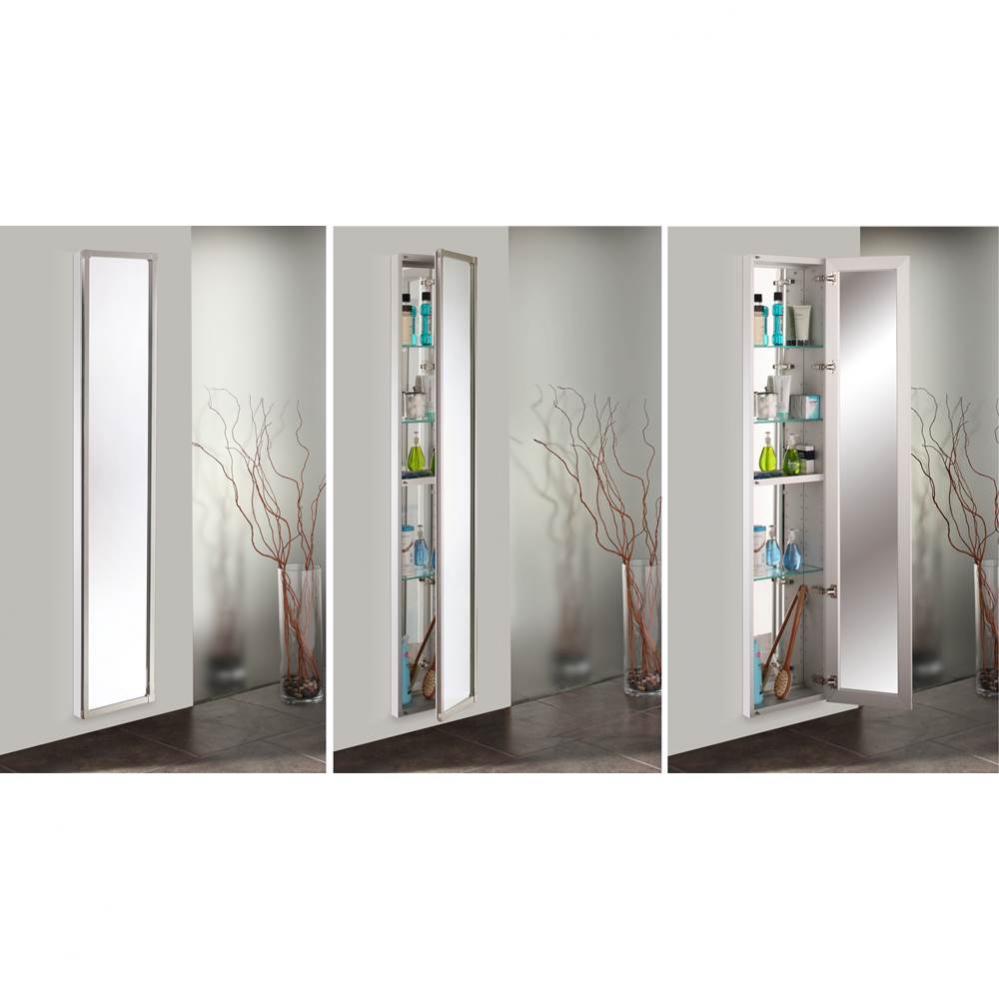 16'' x 72'' Satin Chrome Full Length Park Avenue Framed Mirrored Cabinet - 6 I