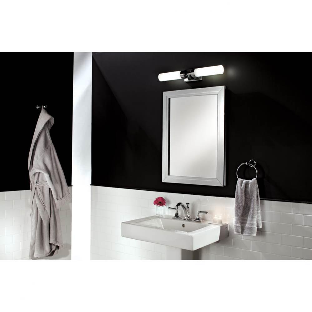 24'' x 30'' Satin Chrome Deco Framed Mirrored Medicine Cabinet - 4 Inch Deep