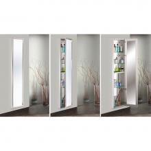 GlassCrafters GC1672-6-SC-TR-FM-OB-R - 16'' x 72'' Satin Chrome Full Length Trinity Framed Mirrored Cabinet - 6 Inch