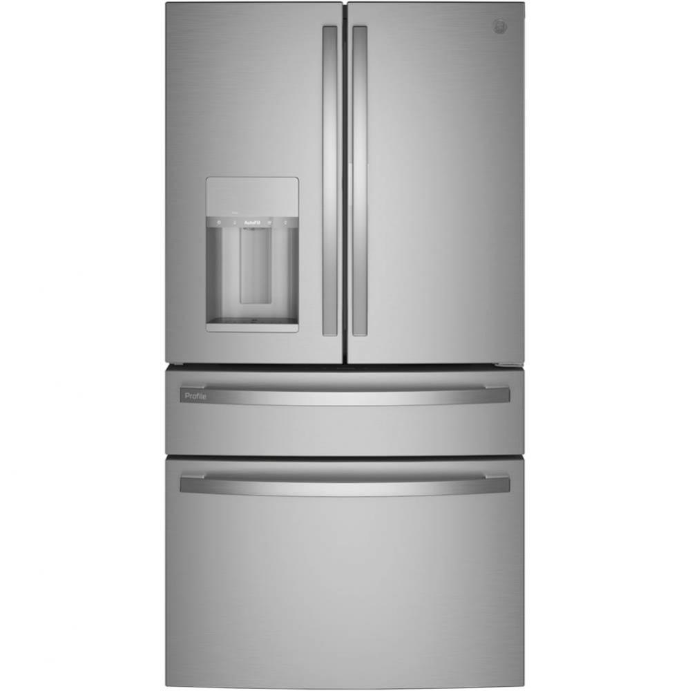 GE Profile 27.9 Cu. Ft. Smart Fingerprint Resistant 4-Door French-Door Refrigerator with Door In D