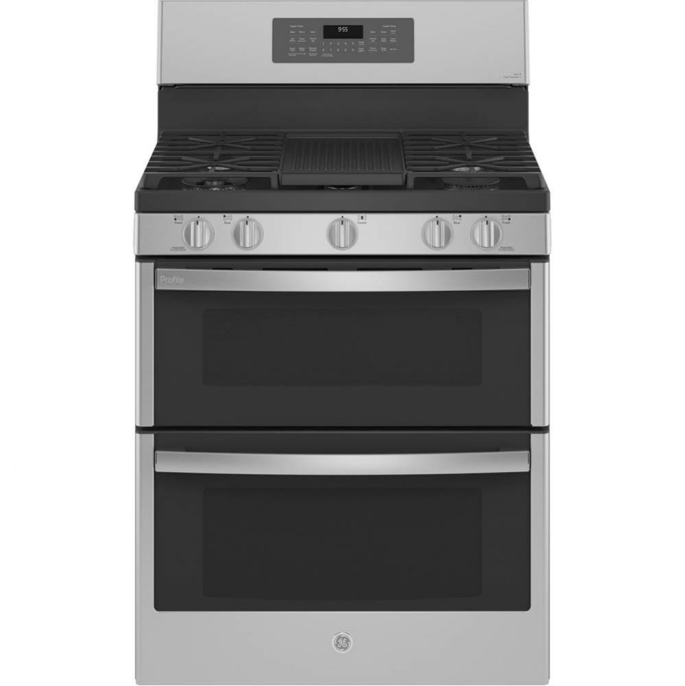 30'' Free-Standing Gas Double Oven Convection Fingerprint Resistant Range With No Prehea